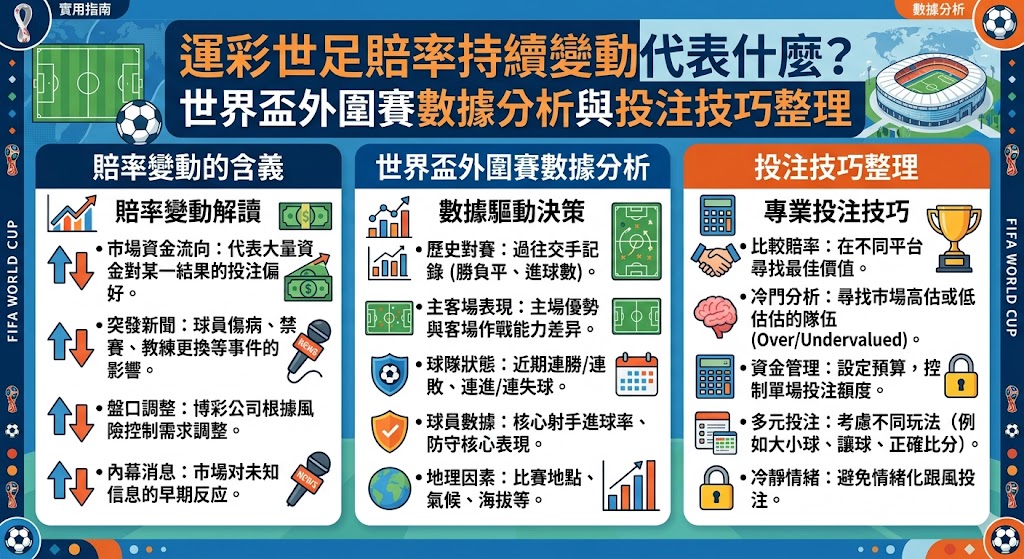 運彩世足賠率持續變動代表什麼？世界盃外圍賽數據分析與投注技巧整理