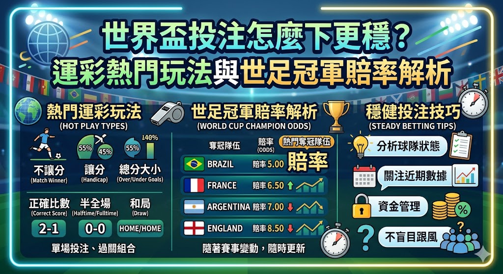 世界盃投注怎麼下更穩?運動彩券世界盃熱門玩法與世足冠軍賠率運彩解析